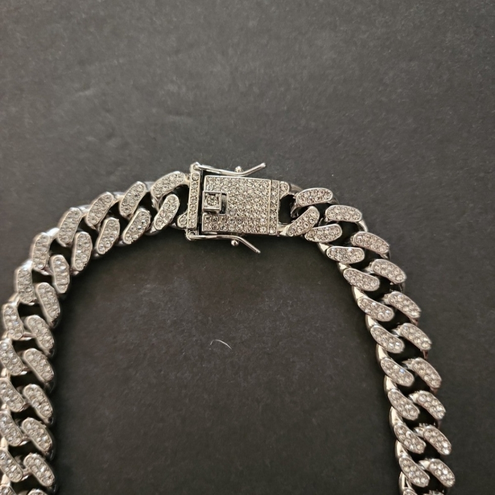 Diamond Encrusted Cuban Link Chain - Picture 2 of 2